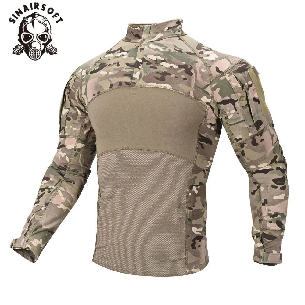 SINAIRSOFT Men's US Uniform Airsoft Hunting Tactical T Shirt Long Sleeve Breathable Cotton Assault Camo Outdoor Sports
