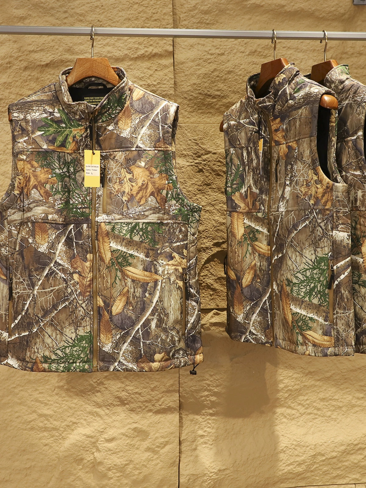 North American Outdoor ~ Hunting Outdoor Windproof Waterproof Autumn and Winter Bionic Camouflage Thickened Warm Cotton-padded Vest Vest