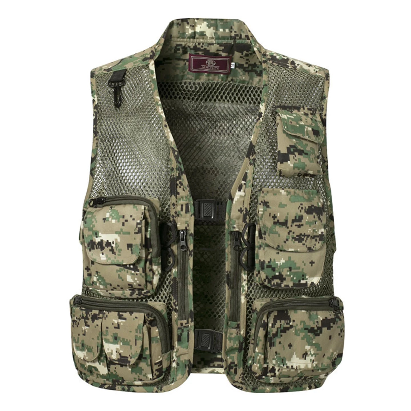 Men's Camouflage Hunting Vest Mesh Breathable Sleeveless Jacket Reporter Director Waistcoat Multi-Pocket Casual Fishing Vest