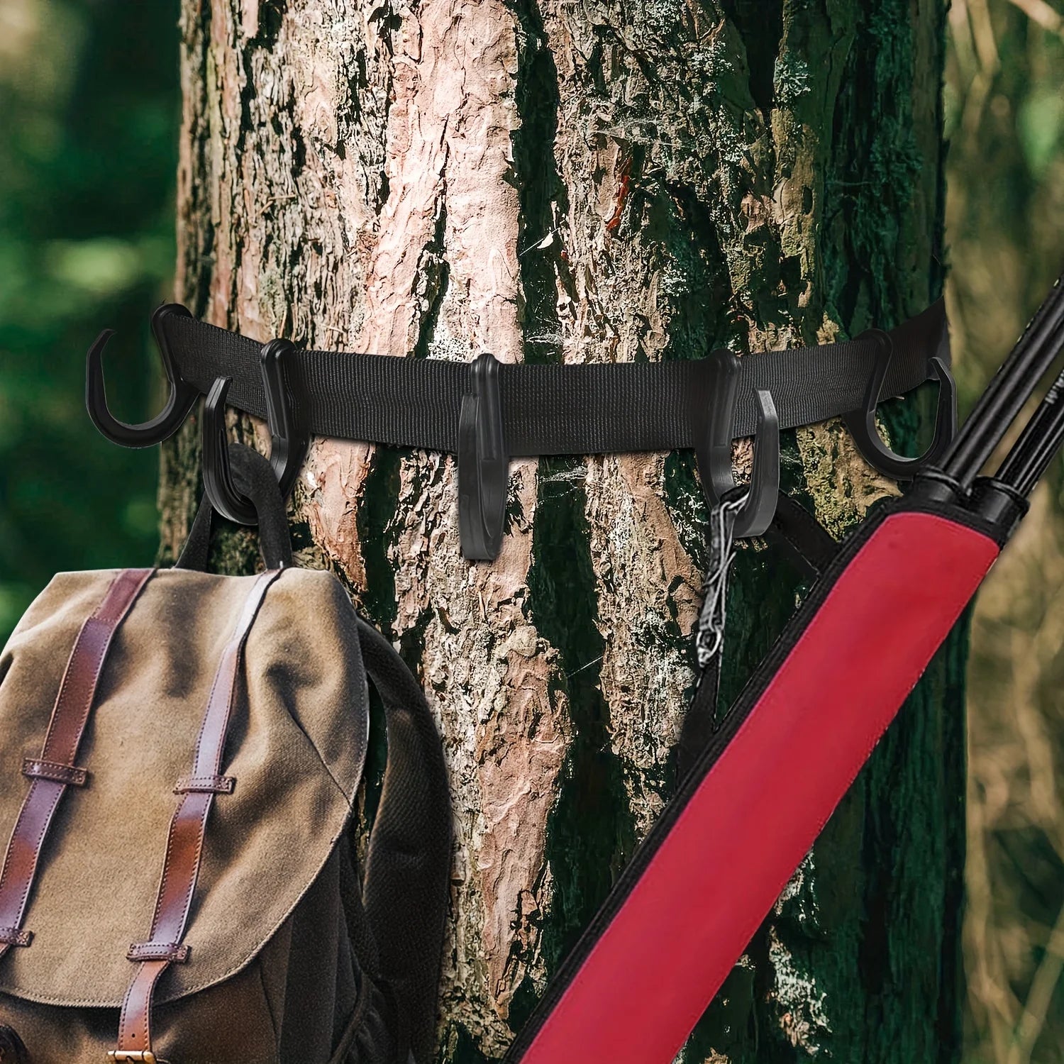 Tree Stand Gear Hanger Strap – Multi-Hook Accessory Holder for Hunting & Camping