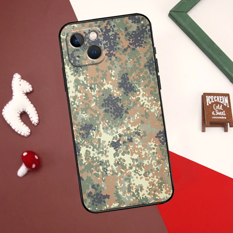 Flecktarn Camouflage iPhone Case – Camo Back Cover for 7–16 Pro Max