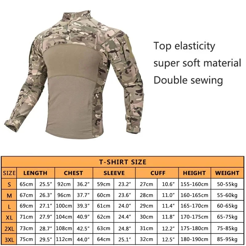 Mens Tactical Shirt 1/4 Zip Hunting Cothes Combat Shirts Fishing Hiking Shirts Casual Pullover Tops Wear-Resistance