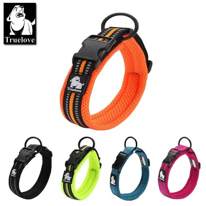 TrueLove Reflective Mesh Dog Collar – Adjustable, Heavy-Duty Nylon for All Breeds
