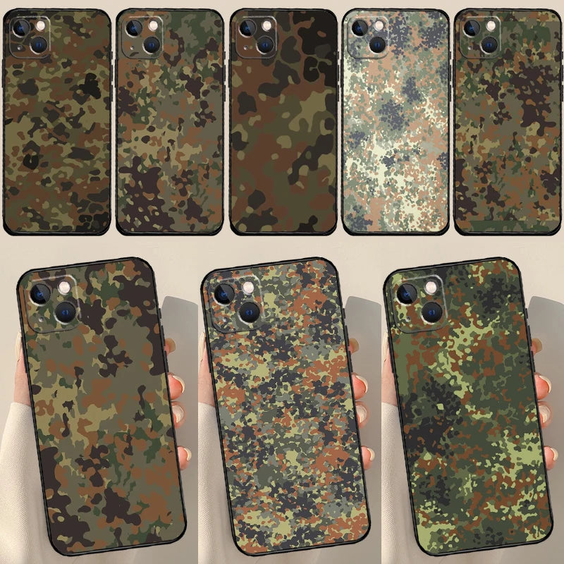Flecktarn Camouflage iPhone Case – Camo Back Cover for 7–16 Pro Max