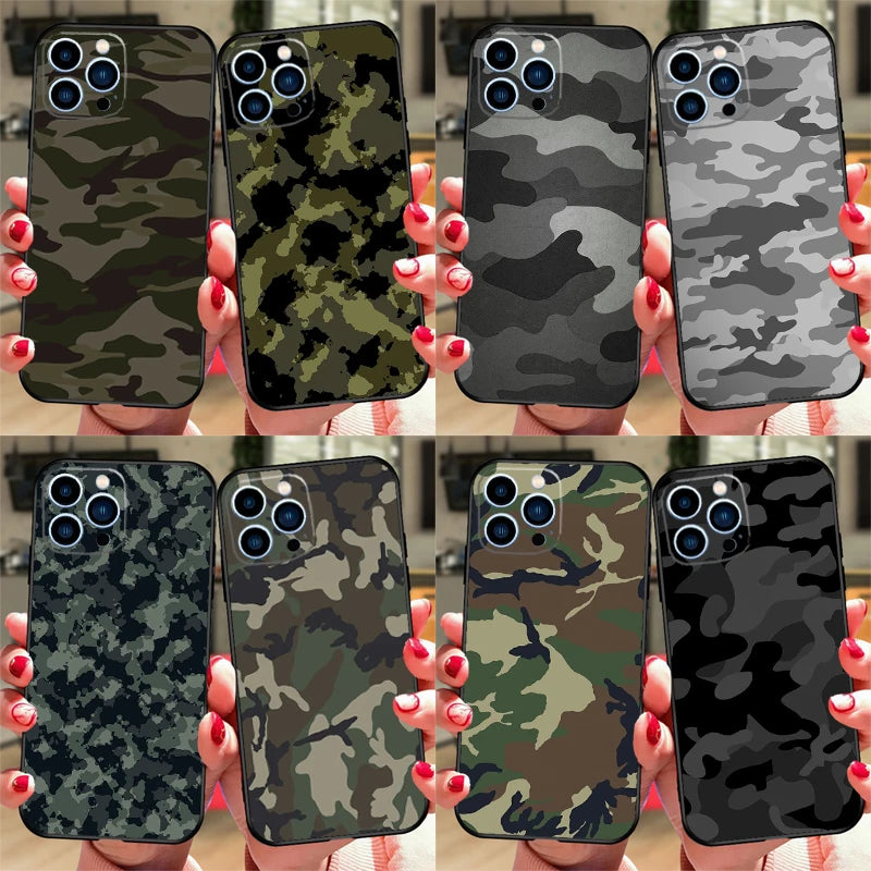 Military Army Camo iPhone Case – Rugged Cover for 7–16 Pro Max