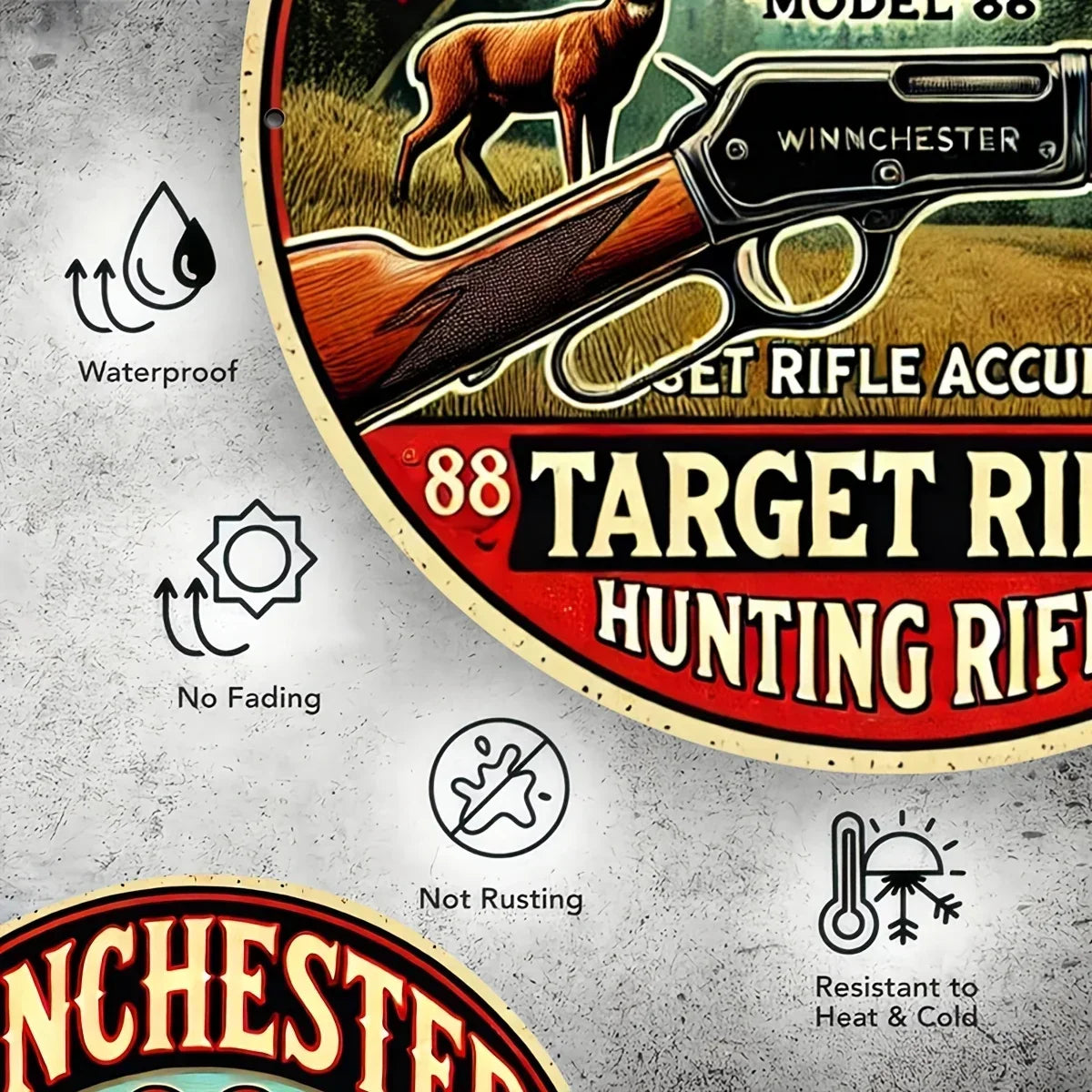Winchester Model 88 Vintage Wall Art Sign -Metal Plaque For Home, Bar, Hunting Room Decor