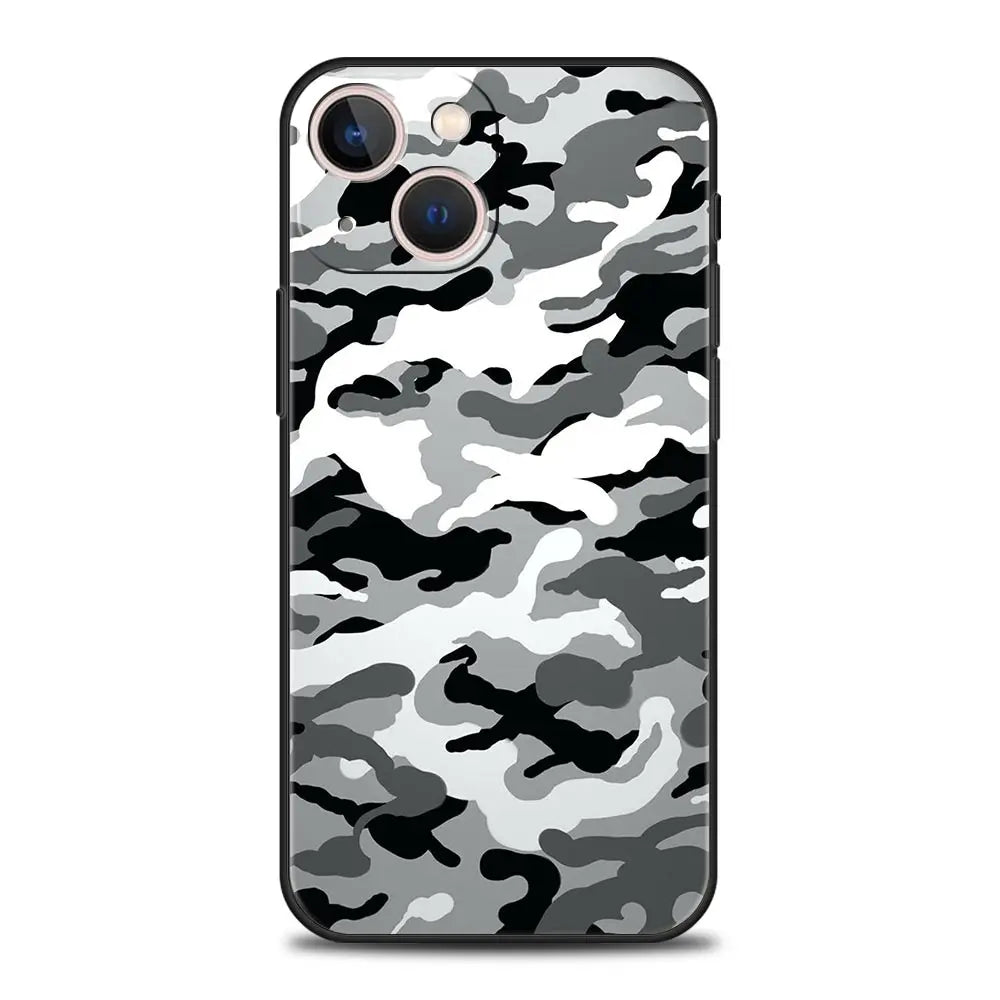 Military Camo iPhone Case – Army Silicone Cover for 7–15 Pro Max