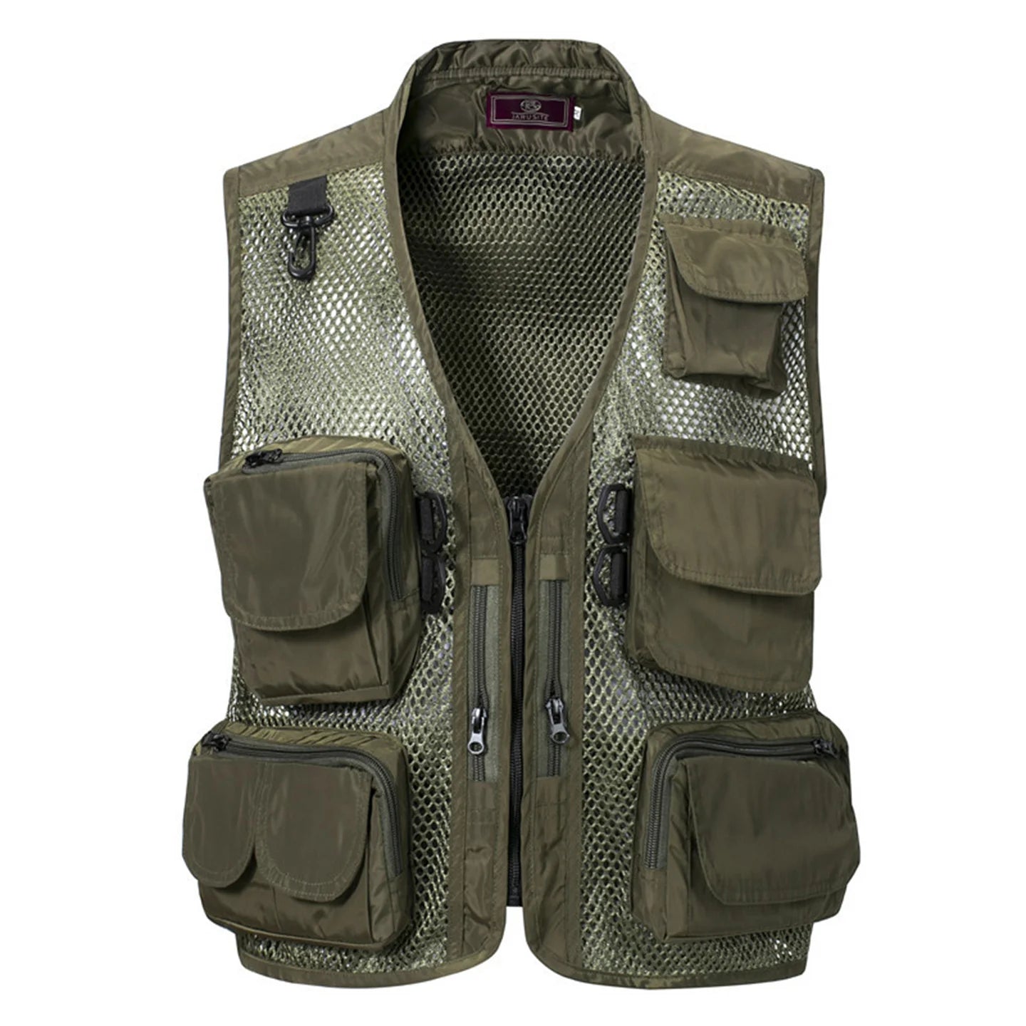 Men's Camouflage Hunting Vest Mesh Breathable Sleeveless Jacket Reporter Director Waistcoat Multi-Pocket Casual Fishing Vest