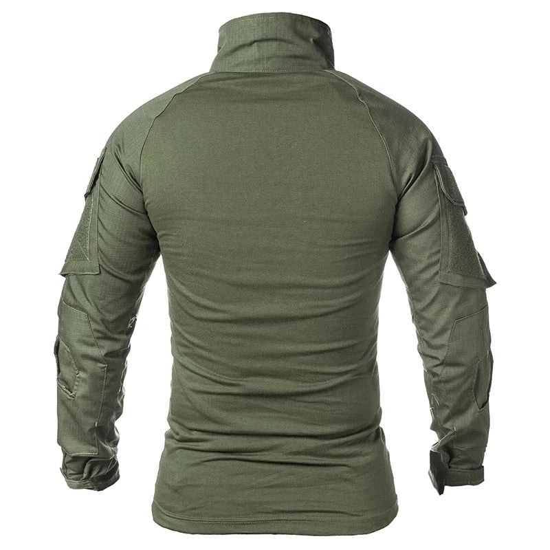 Mens US Army Tactical Multicam Military Combat Black T-Shirt Long Sleeve CP Camouflage Airsoft Shirts Camping Hunting Clothing