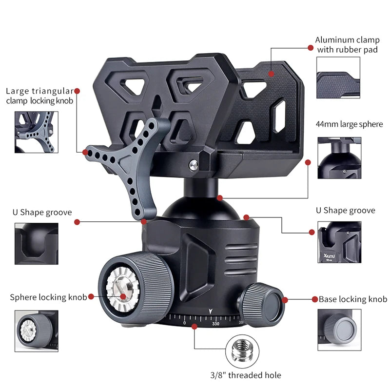 XILETU Rifle Shooting Saddle with Ball Head – Aluminum Frame Clamp for Tripods & Hunting Rests