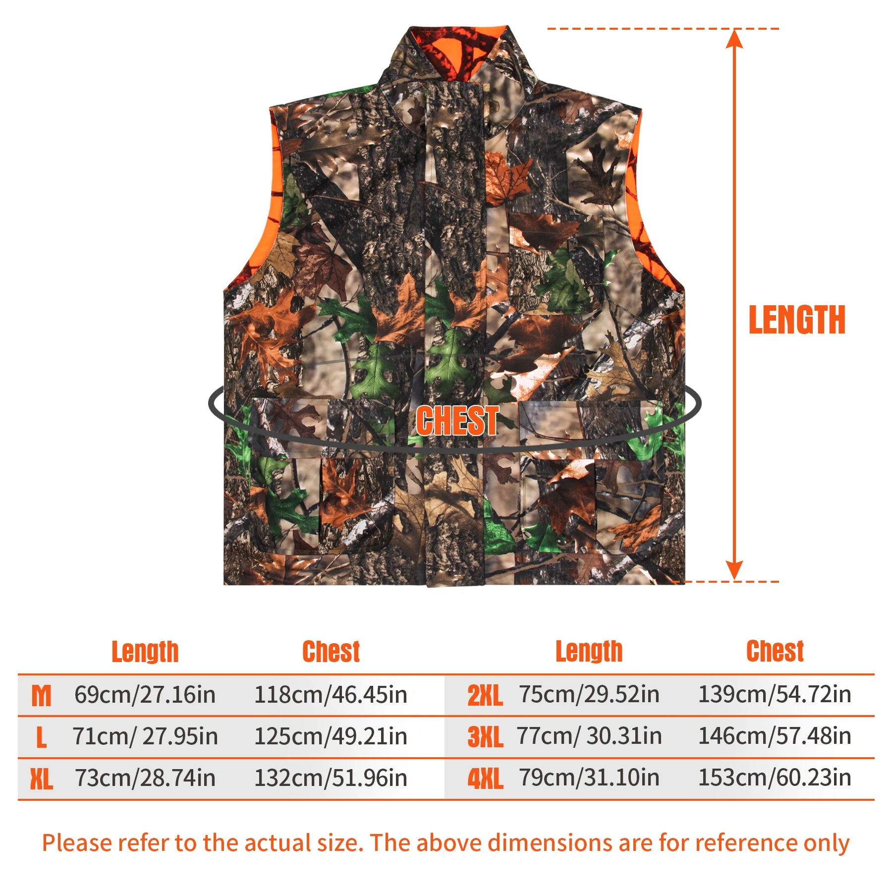 Orange Hunting Vest Men's Sleeveless Jacket Camouflage Field Breathable Hunting Vest With Many Multi Pockets Outdoors Waistcoat