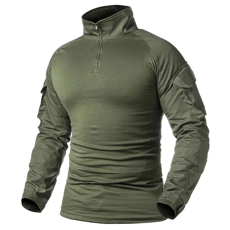 Mens US Army Tactical Multicam Military Combat Black T-Shirt Long Sleeve CP Camouflage Airsoft Shirts Camping Hunting Clothing