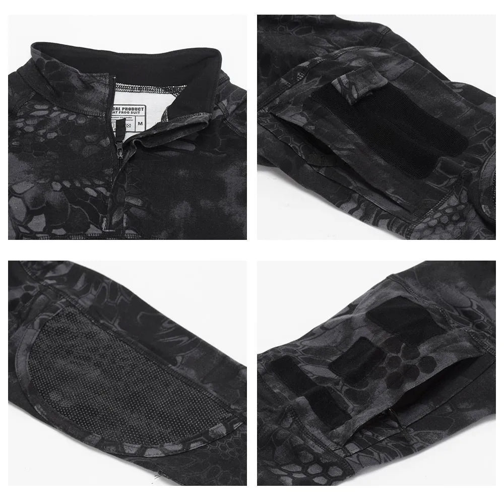 SINAIRSOFT Men's US Uniform Airsoft Hunting Tactical T Shirt Long Sleeve  Breathable Cotton  Assault Camo Outdoor Sports