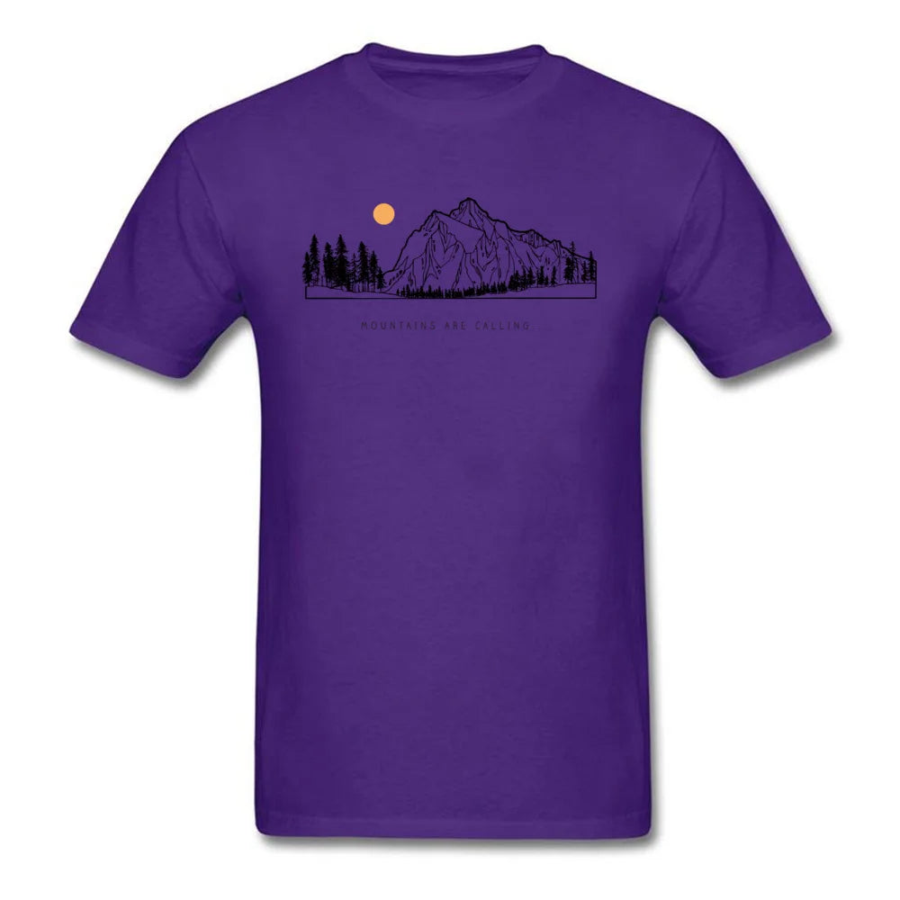 Tops Shirts Mountains are Calling Autumn Hot Sale Unique Short Sleeve Pure Cotton Round Neck Mens T-shirts Unique Tee Shirt