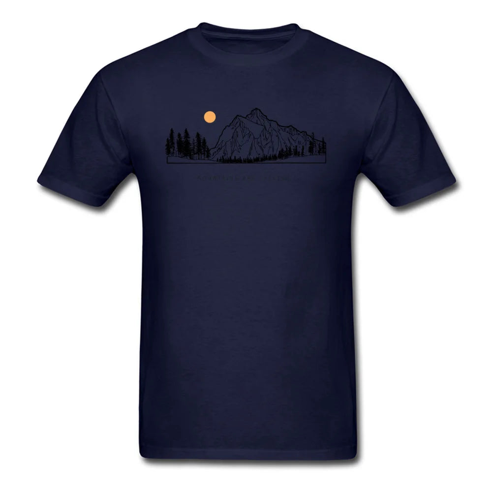 Tops Shirts Mountains are Calling Autumn Hot Sale Unique Short Sleeve Pure Cotton Round Neck Mens T-shirts Unique Tee Shirt