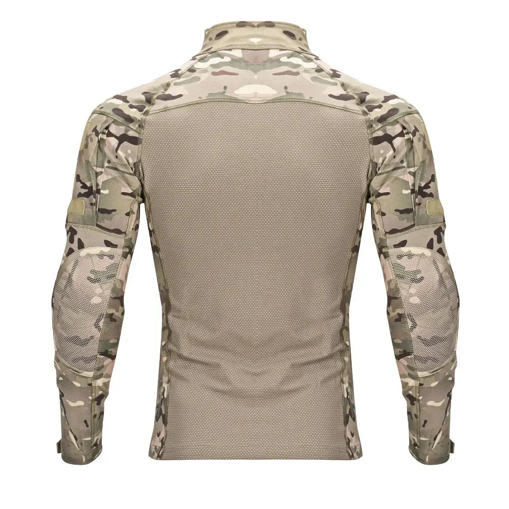 Mens Tactical Shirt 1/4 Zip Hunting Cothes Combat Shirts Fishing Hiking Shirts Casual Pullover Tops Wear-Resistance