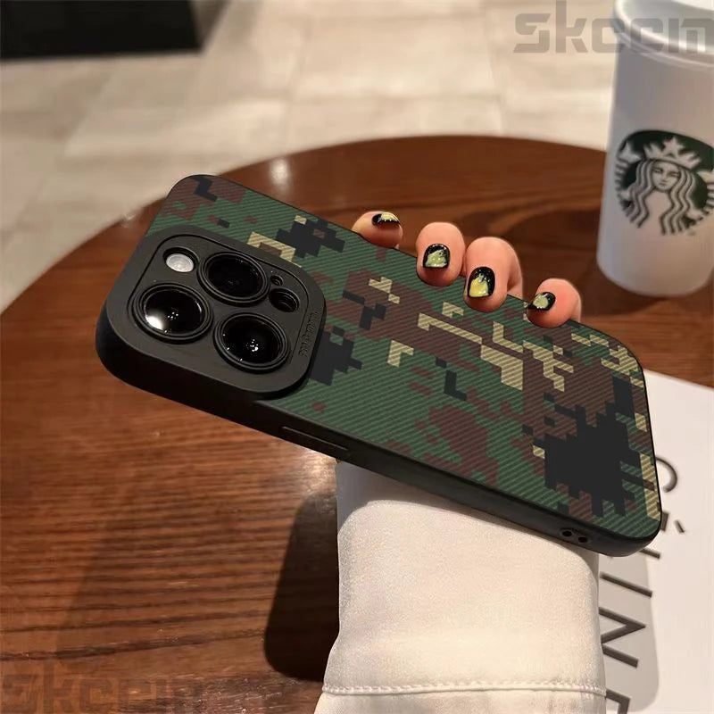 Graffiti Army Green Camo iPhone Case – Soft Cover for 7–16 Pro Max