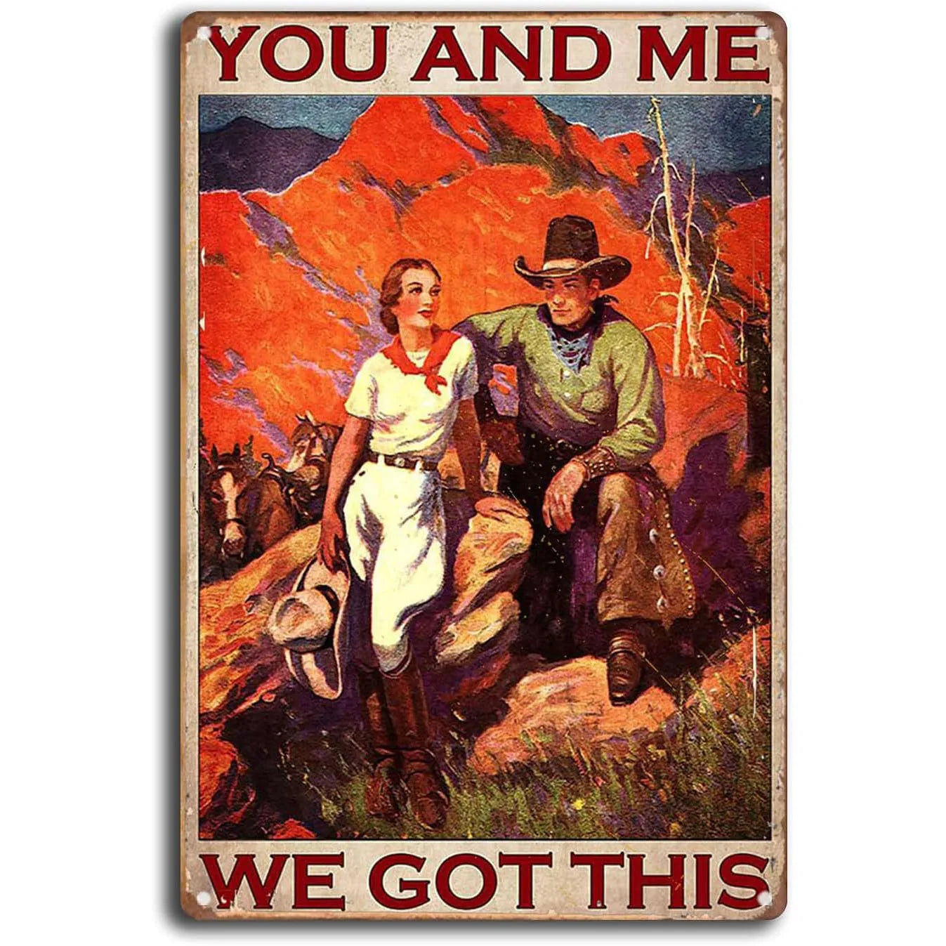 Wild West Cowboys Vintage Metal Tin Signs Wall Decor for Home Garden Garage Man Cave Bars Cafe Clubs Retro Posters Plaque