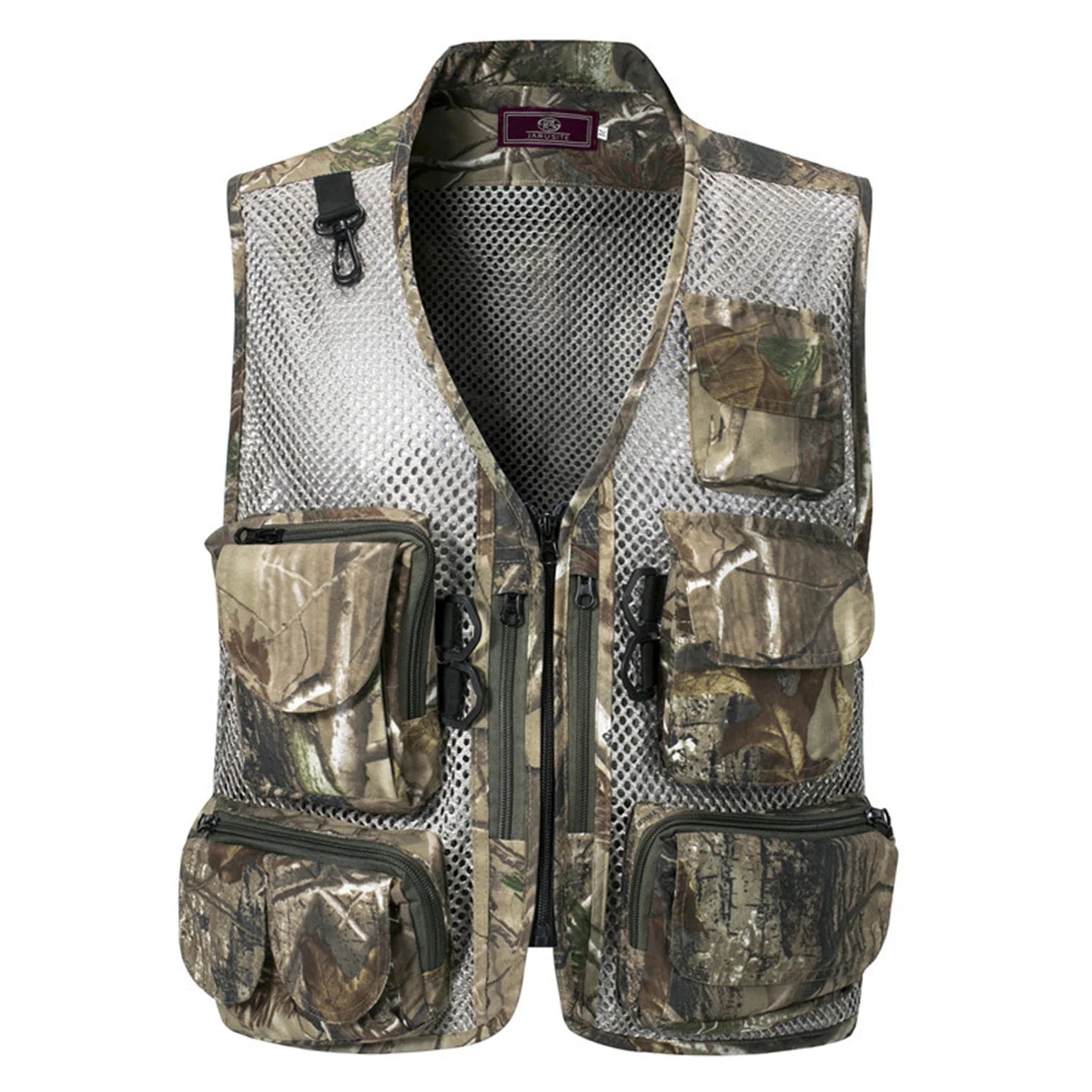 Men's Camouflage Hunting Vest Mesh Breathable Sleeveless Jacket Reporter Director Waistcoat Multi-Pocket Casual Fishing Vest