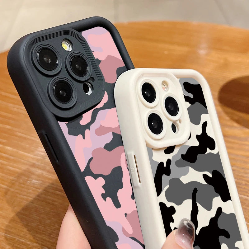 Camouflage Shockproof iPhone Case – Soft TPU Silicone Cover (Models 7–16 Pro Max)