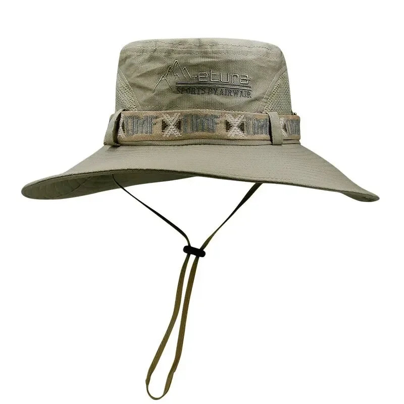 Camo Mesh Safari Hat – Wide Brim Hunting, Hiking & Fishing Sun Protection Cap