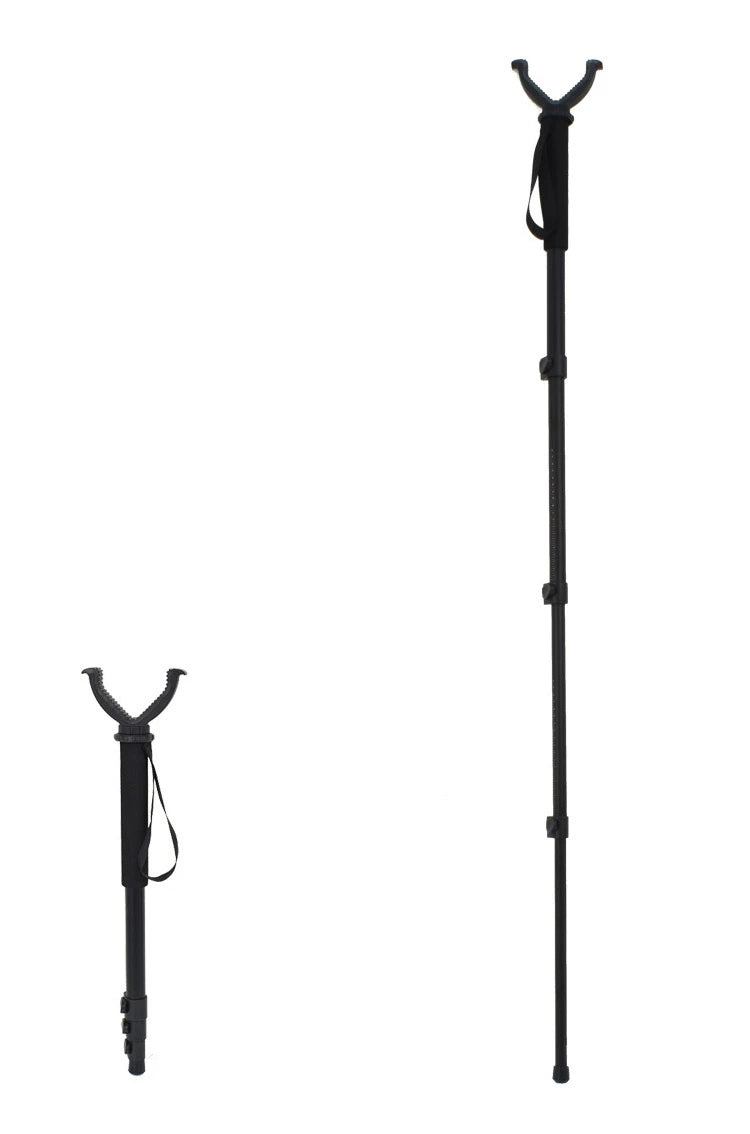 Aluminum Telescopic Shooting Stick – V-Shaped Rotating Yoke Monopod with Shoulder Strap