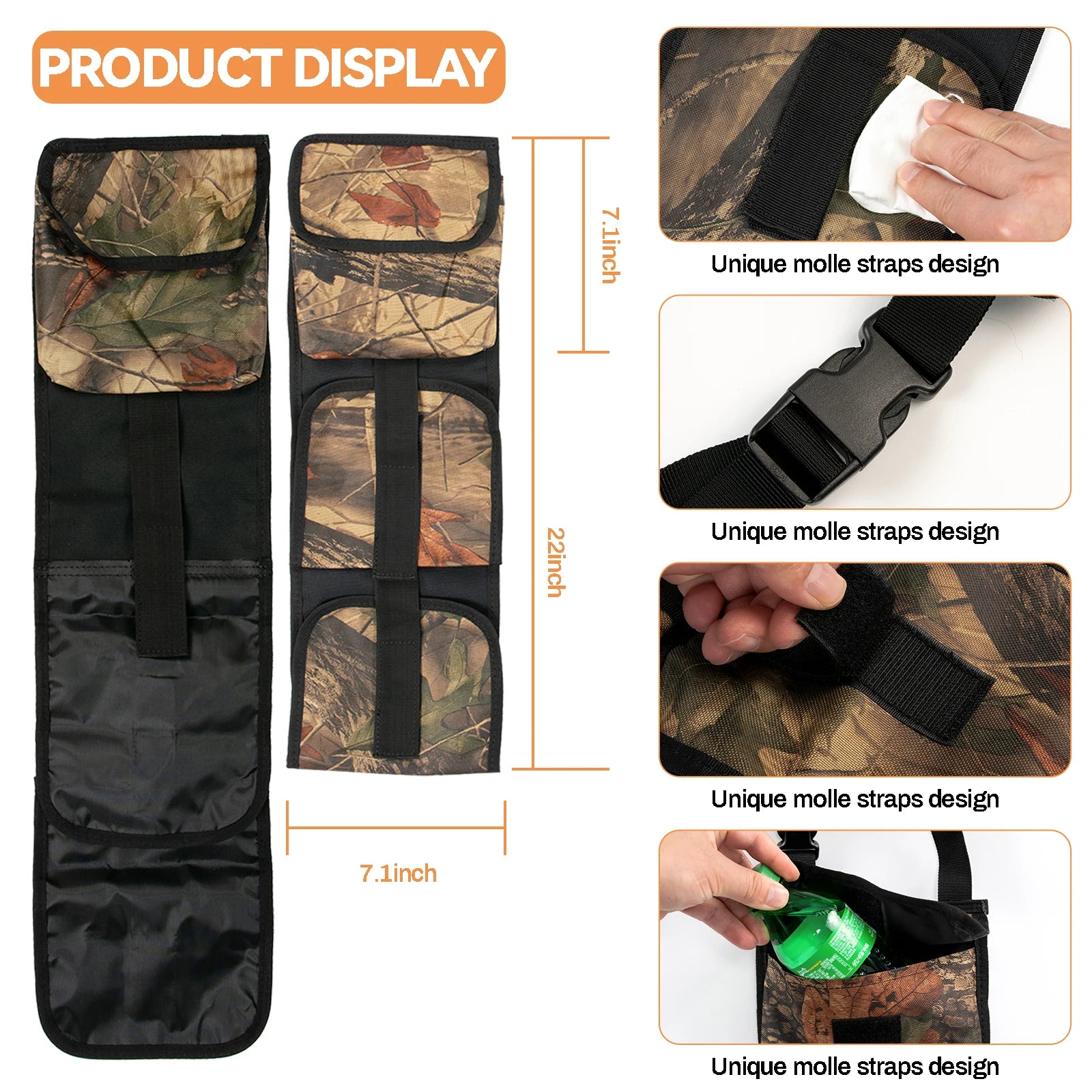 Vehicle Seat Back Gun Sling Rack Rifle Shotgun Storage Bag Holder Organizer Camouflage For Cars SUV Pickup Truck Hunting Tool