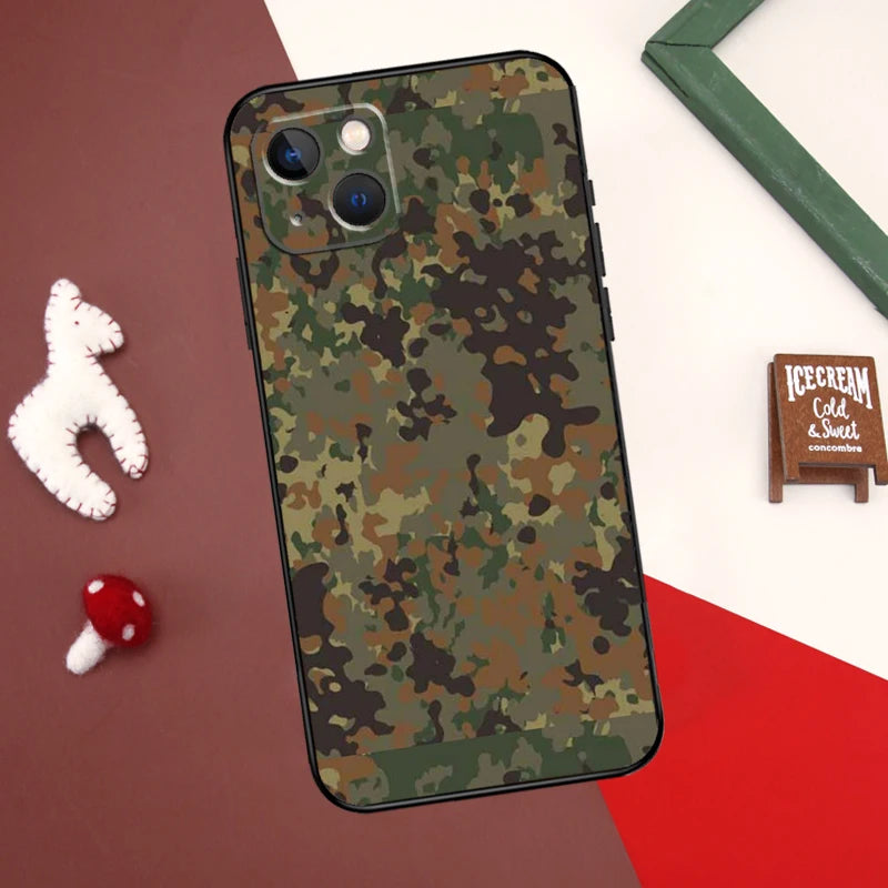 Flecktarn Camouflage iPhone Case – Camo Back Cover for 7–16 Pro Max