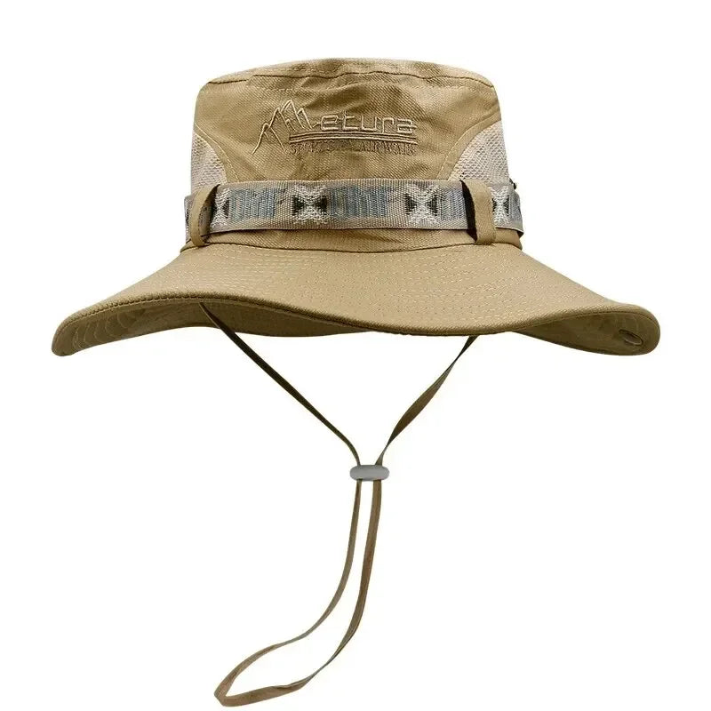 Camo Mesh Safari Hat – Wide Brim Hunting, Hiking & Fishing Sun Protection Cap