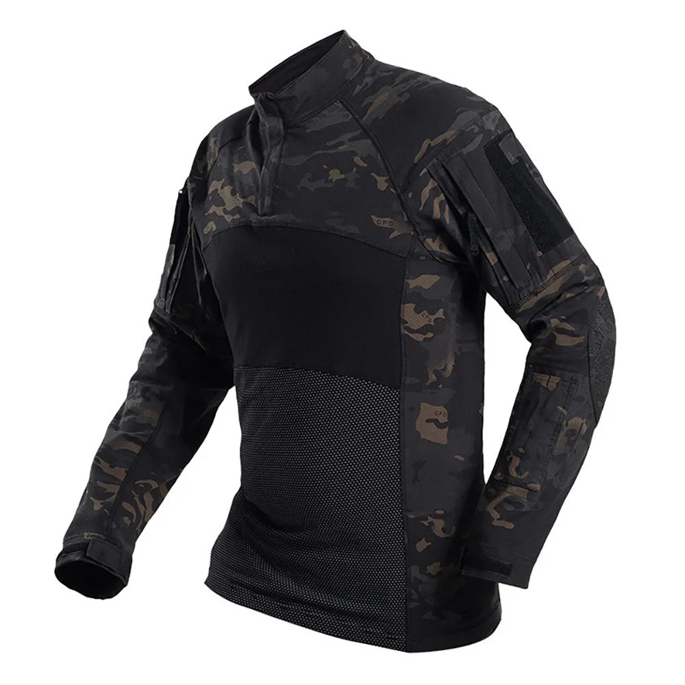 SINAIRSOFT Men's US Uniform Airsoft Hunting Tactical T Shirt Long Sleeve  Breathable Cotton  Assault Camo Outdoor Sports