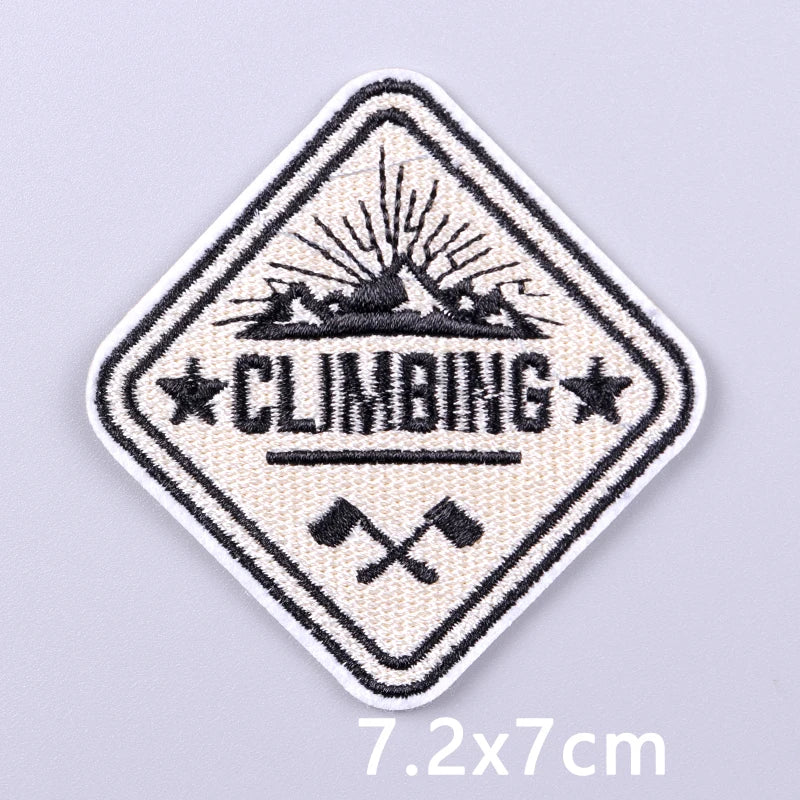 Nature & Wildlife Embroidered Iron-On Patch – Mountains, Animals & Adventure Design