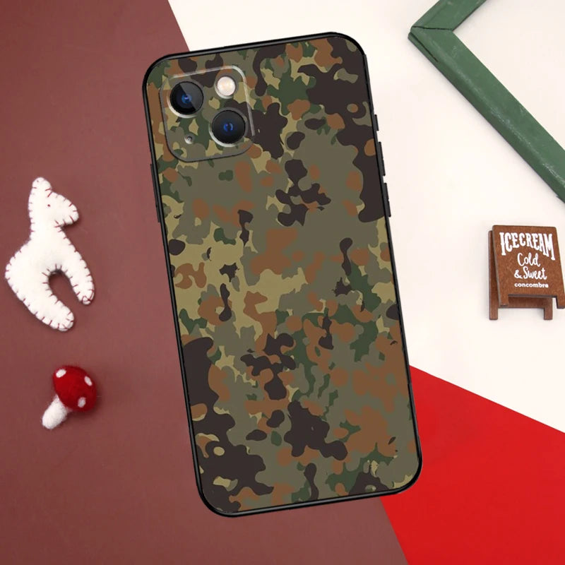 Flecktarn Camouflage iPhone Case – Camo Back Cover for 7–16 Pro Max