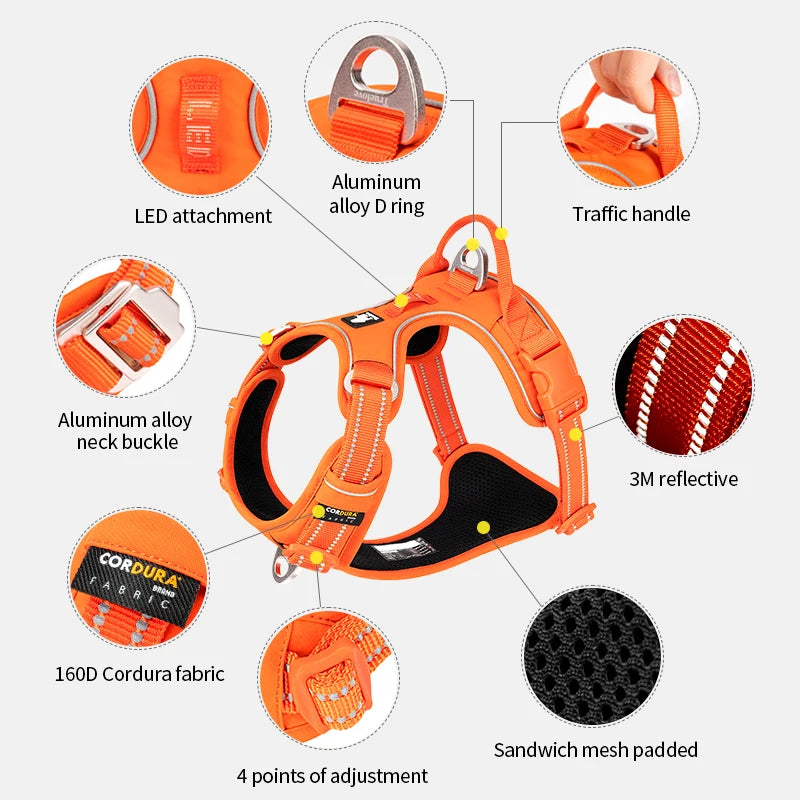 TrueLove No-Pull Reflective Dog Harness – Adjustable, Step-In Control Harness