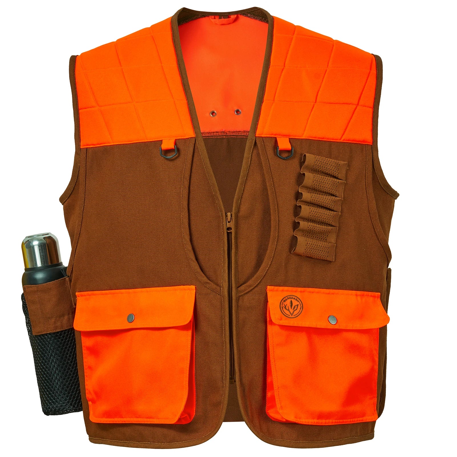 Unisex Upland Game Field Water-Resistant Bird Hunting Vest with Multi Pockets Brown/Orange Men Women FV11