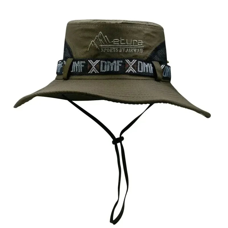Camo Mesh Safari Hat – Wide Brim Hunting, Hiking & Fishing Sun Protection Cap