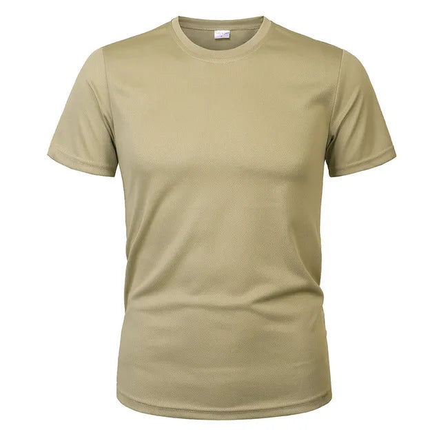 MEGE Brand Clothing Tactical Men's Tee Shirt Round Neck Solid Shirt Short Sleeve Breathable quick-drying Casual Shirt