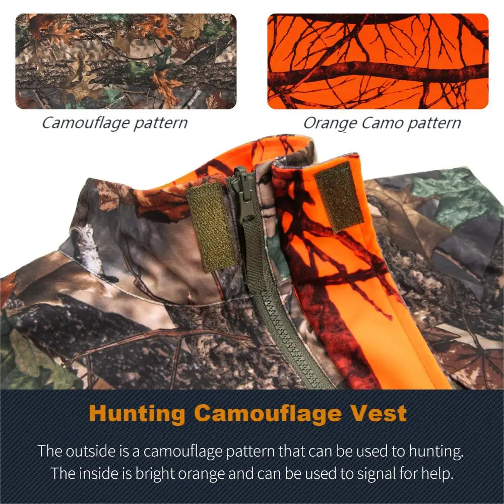 Orange Hunting Vest Men's Sleeveless Jacket Camouflage Field Breathable Hunting Vest With Many Multi Pockets Outdoors Waistcoat