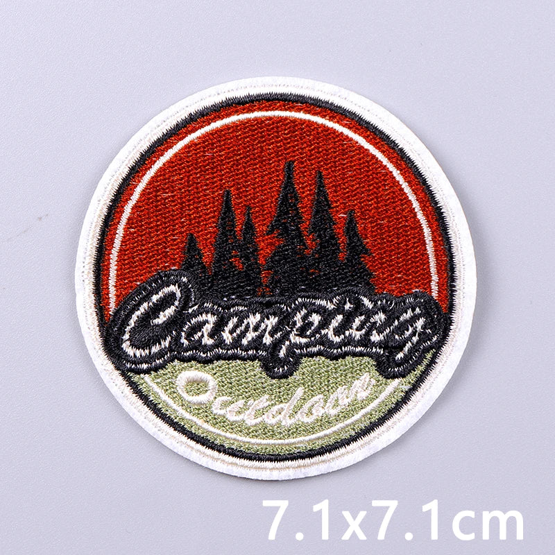 Nature & Wildlife Embroidered Iron-On Patch – Mountains, Animals & Adventure Design