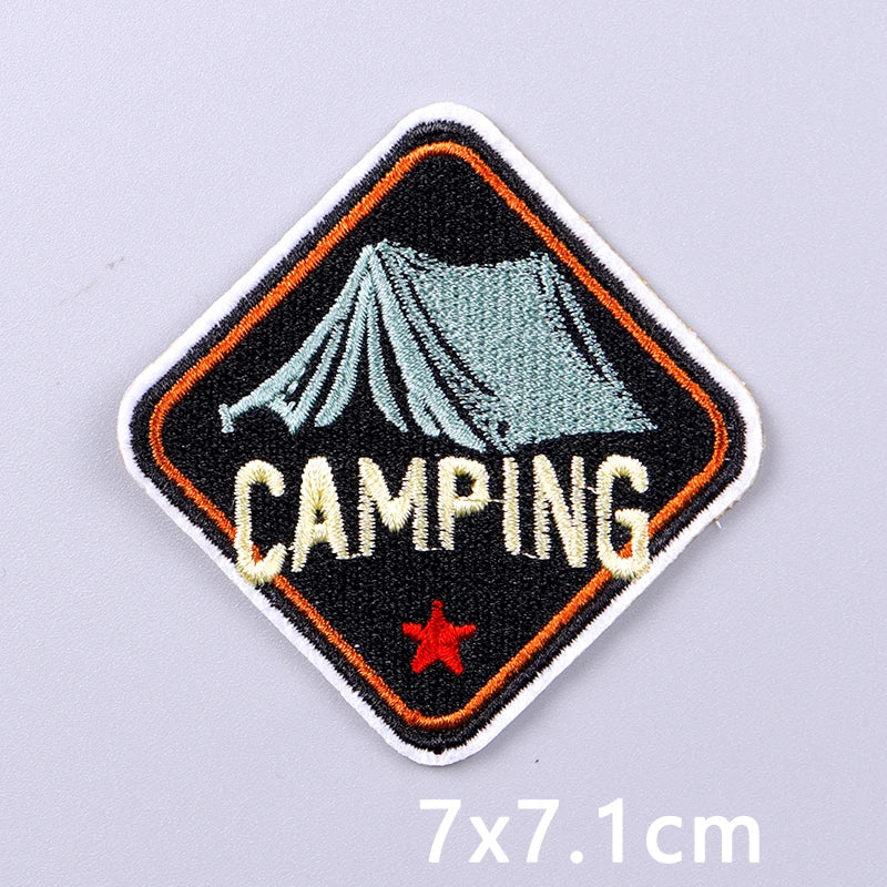 Nature & Wildlife Embroidered Iron-On Patch – Mountains, Animals & Adventure Design