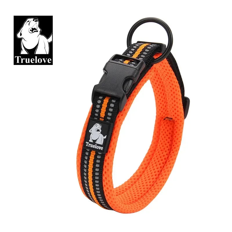 TrueLove Reflective Mesh Dog Collar – Adjustable, Heavy-Duty Nylon for All Breeds
