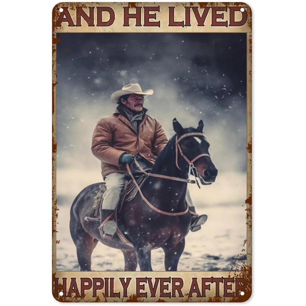 Wild West Cowboys Vintage Metal Tin Signs Wall Decor for Home Garden Garage Man Cave Bars Cafe Clubs Retro Posters Plaque