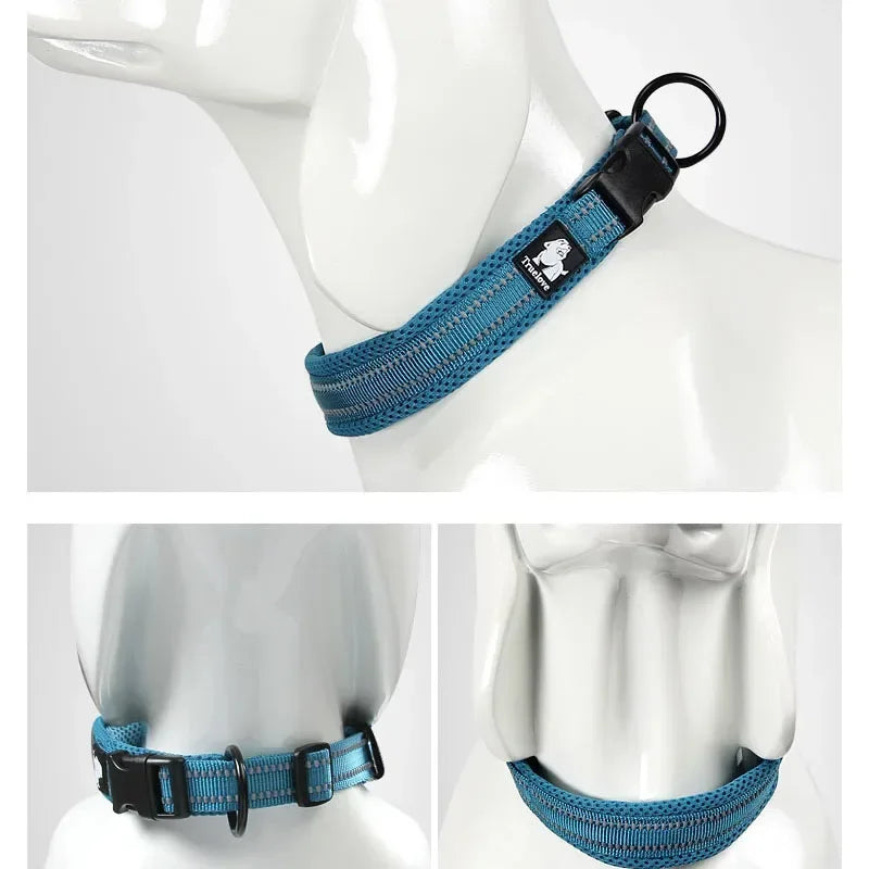TrueLove Reflective Mesh Dog Collar – Adjustable, Heavy-Duty Nylon for All Breeds