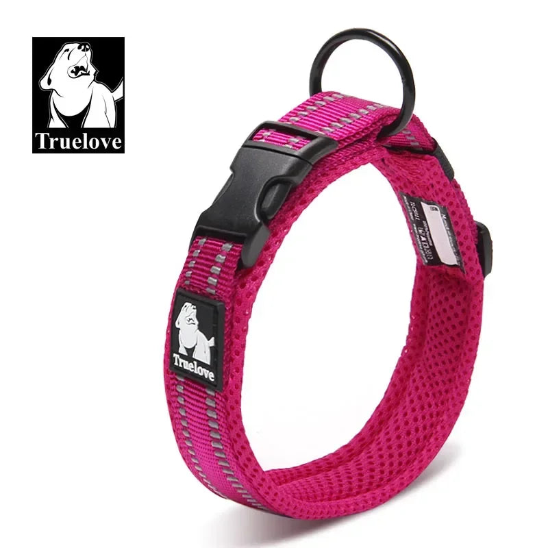 TrueLove Reflective Mesh Dog Collar – Adjustable, Heavy-Duty Nylon for All Breeds