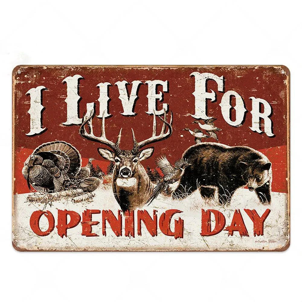 Vintage Hunting Plaque Metal Posters Signs Wall Decor for Man Cave Room Decorative Metal Plate Hunter