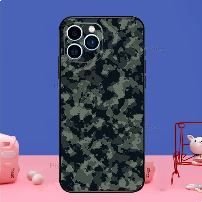 Military Army Camo iPhone Case – Rugged Cover for 7–16 Pro Max