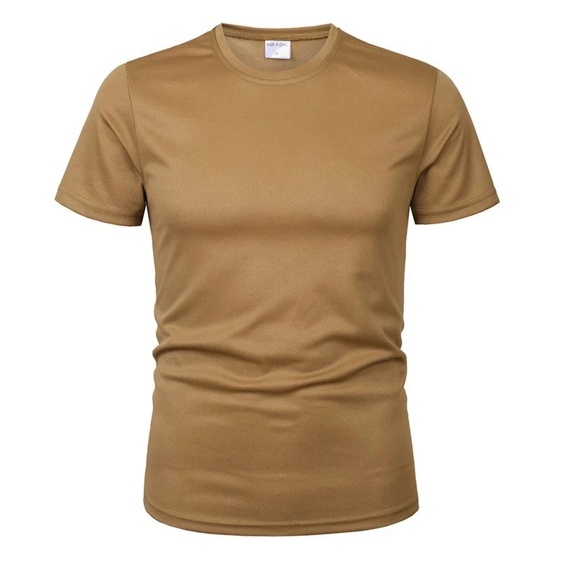 MEGE Brand Clothing Tactical Men's Tee Shirt Round Neck Solid Shirt Short Sleeve Breathable quick-drying Casual Shirt