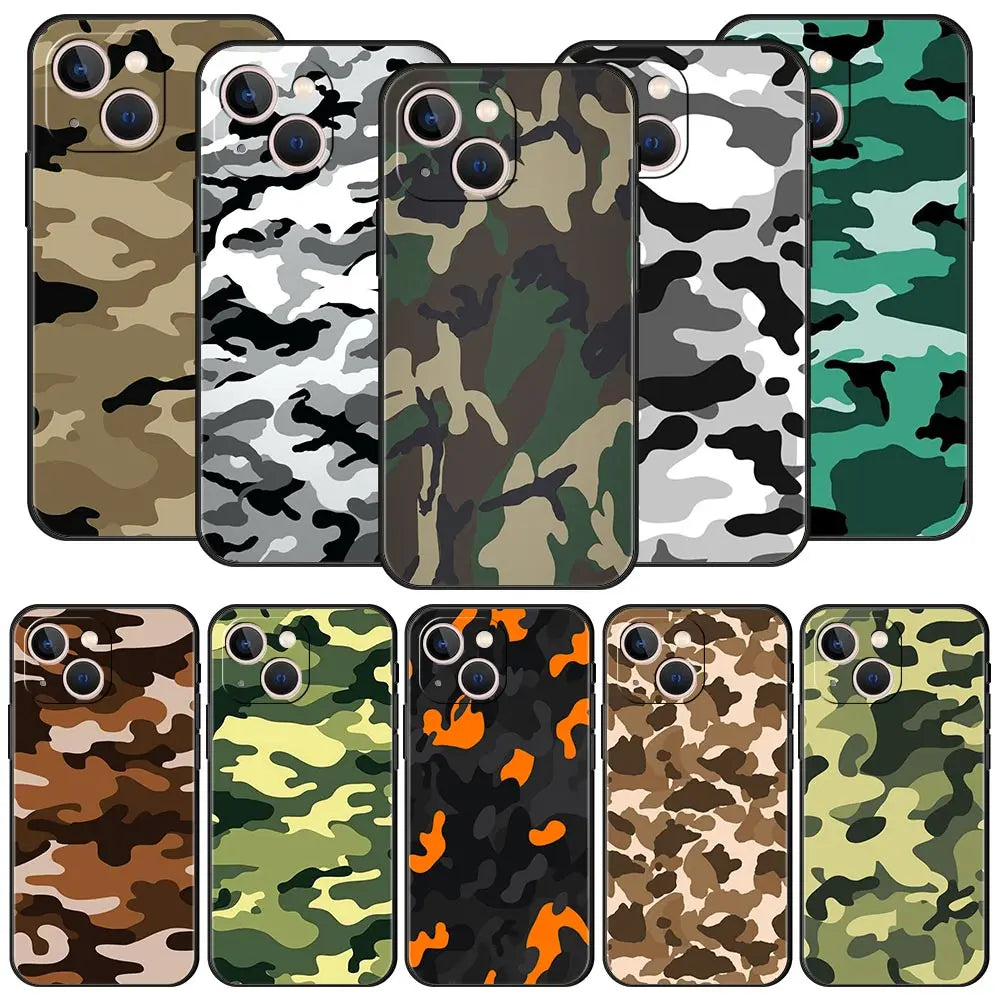 Military Camo iPhone Case – Army Silicone Cover for 7–15 Pro Max