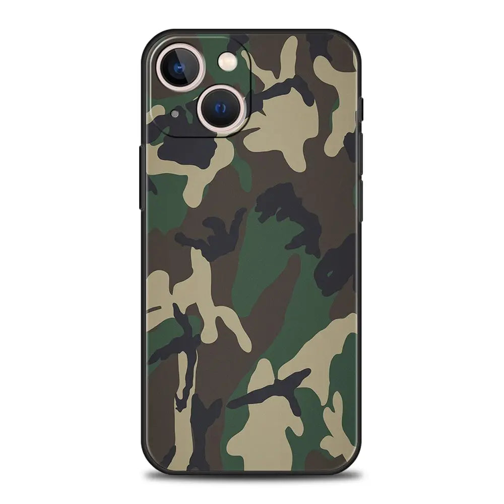 Military Camo iPhone Case – Army Silicone Cover for 7–15 Pro Max