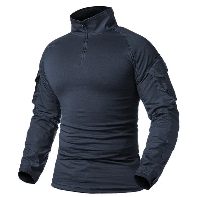 Mens US Army Tactical Multicam Military Combat Black T-Shirt Long Sleeve CP Camouflage Airsoft Shirts Camping Hunting Clothing