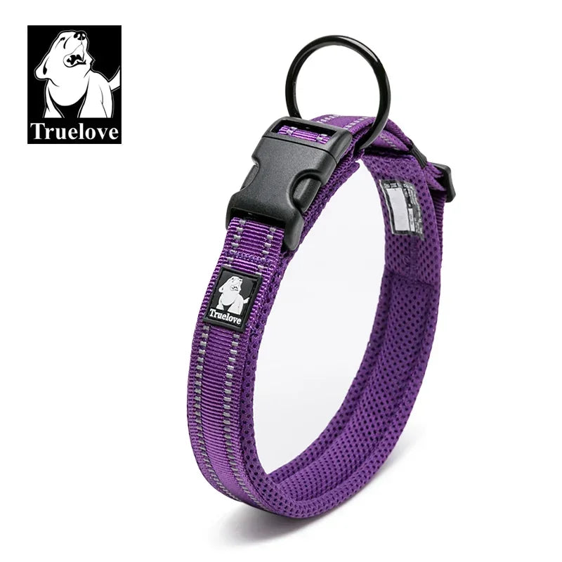 TrueLove Reflective Mesh Dog Collar – Adjustable, Heavy-Duty Nylon for All Breeds